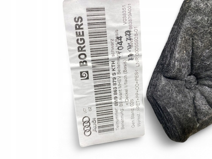 AUDI A4 S4 B9 8W COLLECTEUR COUVERCLES DE COFFRE 8W9863879S