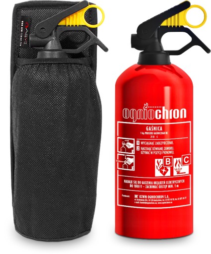 EXTINGUIDOR DE AUTOMÓVIL DE POLVO 1 KG BC 2024R + SOPORTE PERCHERO SOPORTE RZEP 