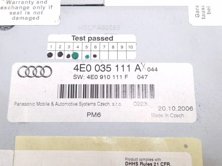 AUDI A6 ALLROAD C6 2006 CHANGEUR DISQUES CD/DVD