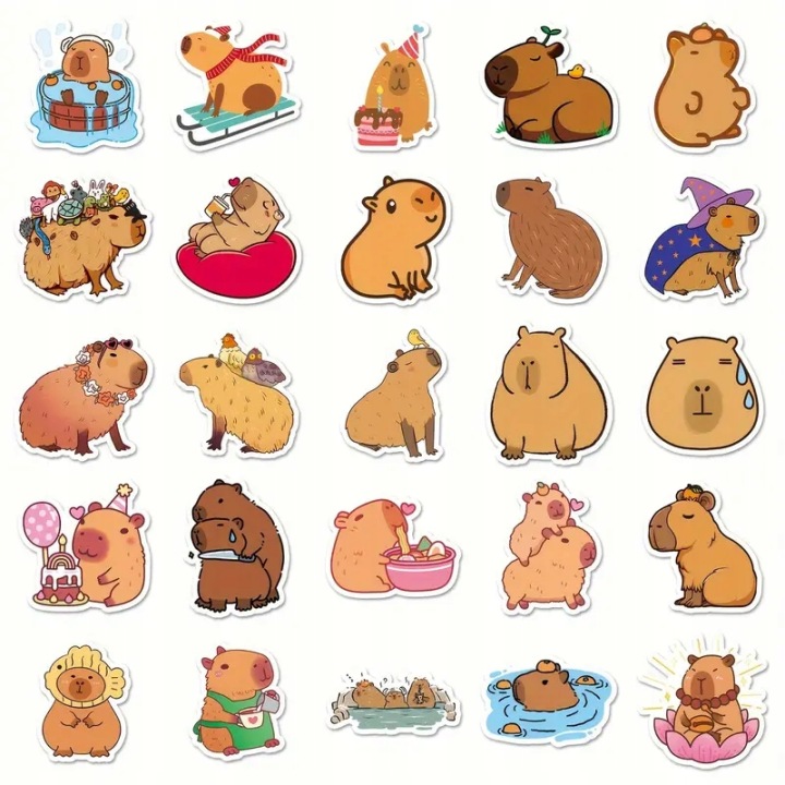 W90 AUTOCOLLANTS STICKER BOMB PLAQUETTES WLEPKI CAPIBARA KAPIBARA KRESKOWKI 50SZT
