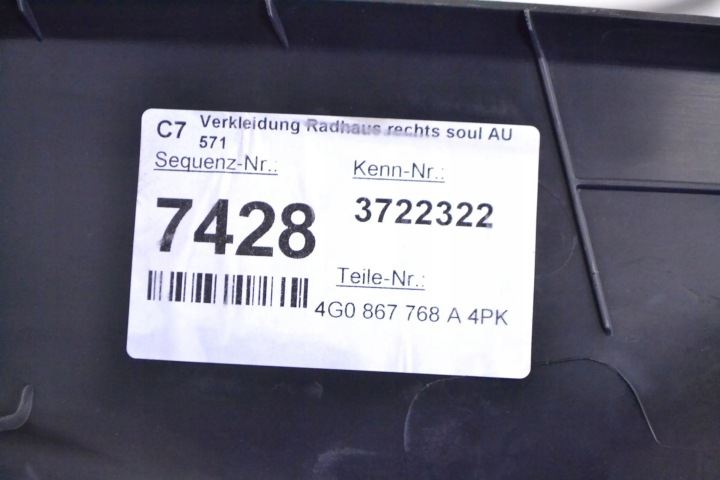 AUDI A6 S6 C7 4G 2016 DROITE CÔTÉ MOULURE SEUIL ARRIÈRE