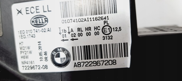 BMW 1 F20 F21 PHARE DROITE ORDINAIRE 7229672