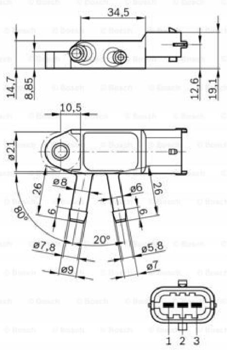 BOSCH 0 281 002 772 CAPTEUR PRESSION GAZ D'ÉCHAPPEMENT