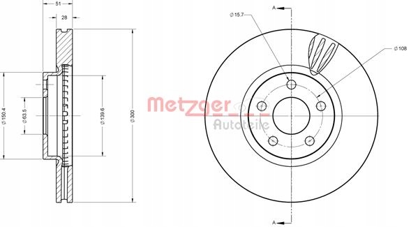 METZGER 6110814 DISCO DE FRENADO 