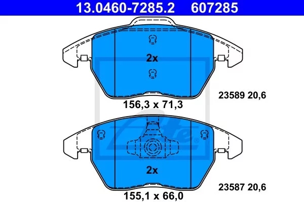 ATE 13.0460-7285.2 JUEGO ZAPATAS HAMULCOWYCH, FRENOS TARCZOWE 