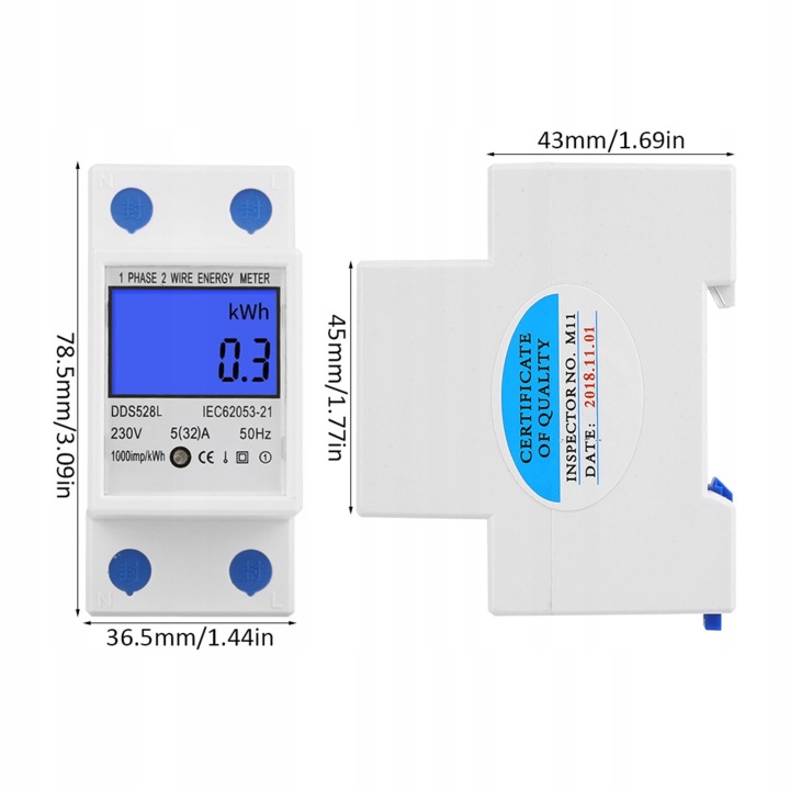 5-32A 230V 50HZ RÉTROÉCLAIRAGE LCD JEDNOFAZOWY