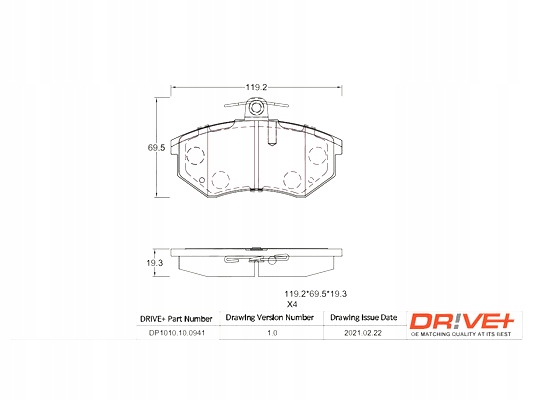 DRIVE+ ZAPATAS DE FRENADO PARTE DELANTERA AUDI 80 87- 19MM 