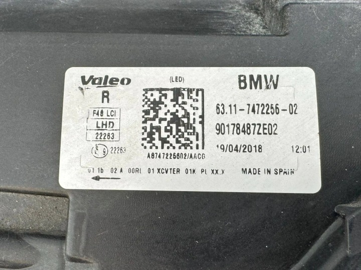 BMW X1 F48 F49 LCI PHARE DROITE AVANT AVANT COMPLET LED 7472256