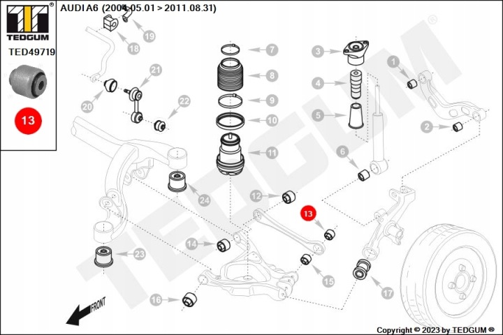 MANCHON WAH. AUDI T. A4 00- A6 04- ALLROAD 06- 11 LE- DROITE