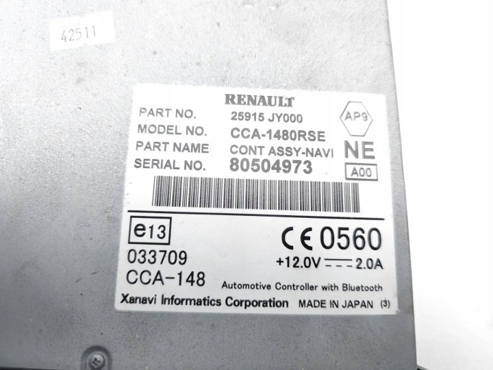 RENAULT KOLEOS MODULE CONTRÔLEUR BLUETOOTH 2.0 DCI 4X4 DIESEL 25915-JY000