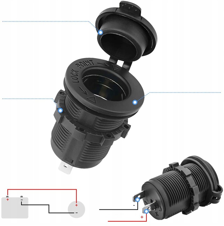 2 PIEZAS RANURA ENCENDEDOR AUTO 12V WODOODPORNE 