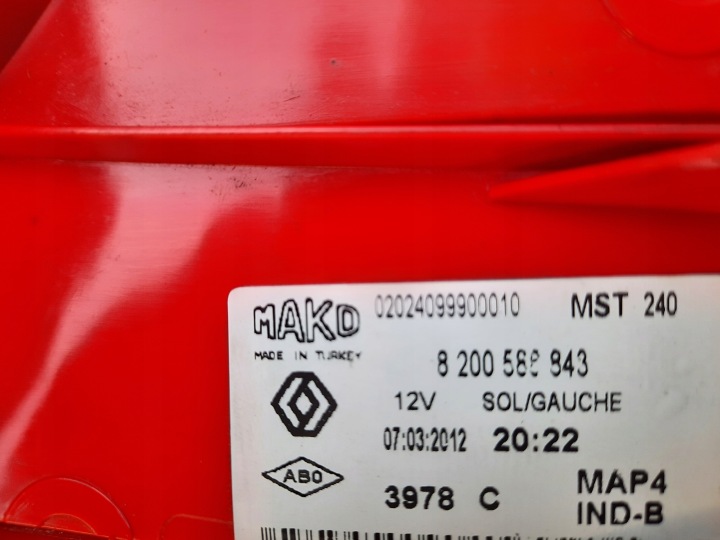 PHARE ARRIÈRE ARRIÈRE RENAULT CLIO III 3 UNIVERSEL GAUCHE