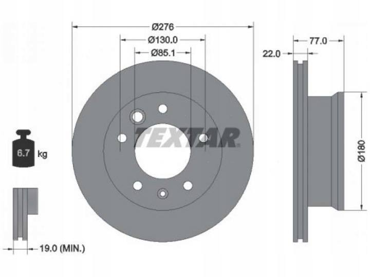 TEXTAR DISQUES AVANT 276MM MERCEDES SPRINTER VW LT