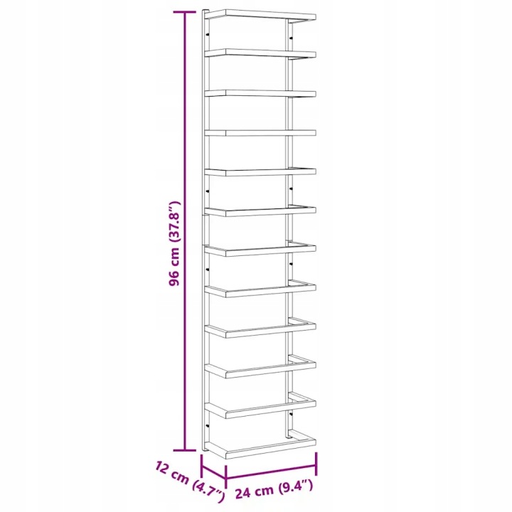 VIDAXL SUPPORT SUR RECZNIK, BLANC 24X12X96 CM, ACIER