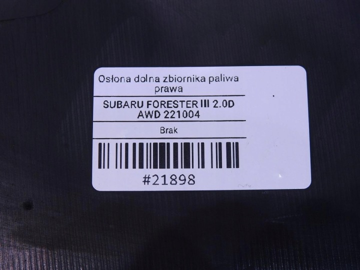 PROTECTION RÉSERVOIR CARBURANTS DROITE SUBARU FORESTER III