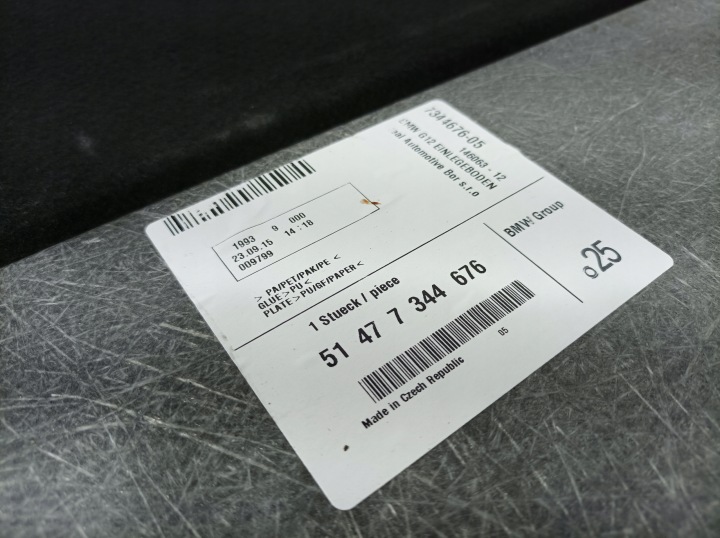 BMW 7 G11 PLANCHER REVÊTEMENT COUVERCLES DE COFFRE 7344676