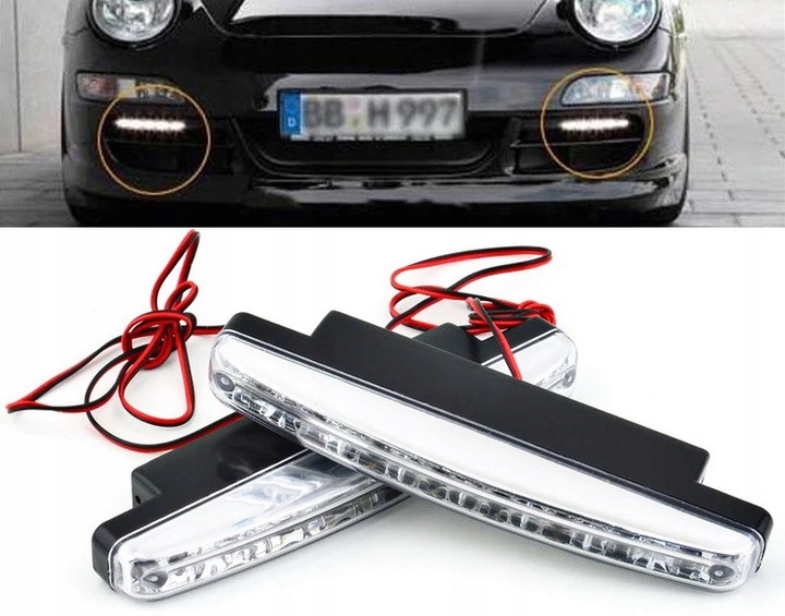 POWERFUL LAMPS FOR DRIVER DAYTIME DRL 8 LED LIGHT DZINNE FOR AUTO HOMOLOGATION 