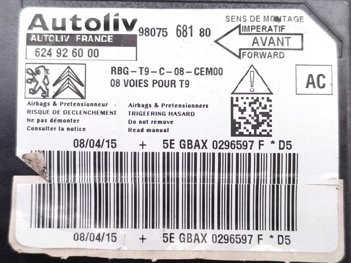PEUGEOT 308 SW CONTRÔLEUR MODULE AIRBAG 1.2 THP 130 ESSENCE 96KW (131 HP)