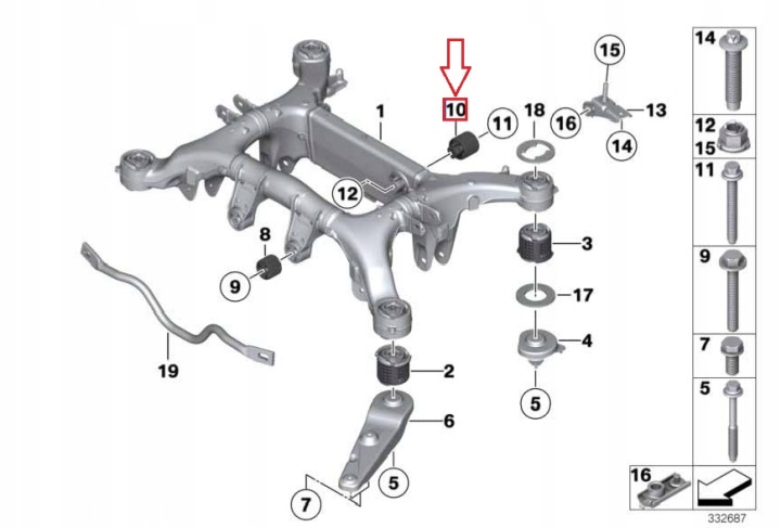 33316797238 ORIGINE BMW MANCHON POUTRES BMW T. BMW 7 F01/ 5 F07