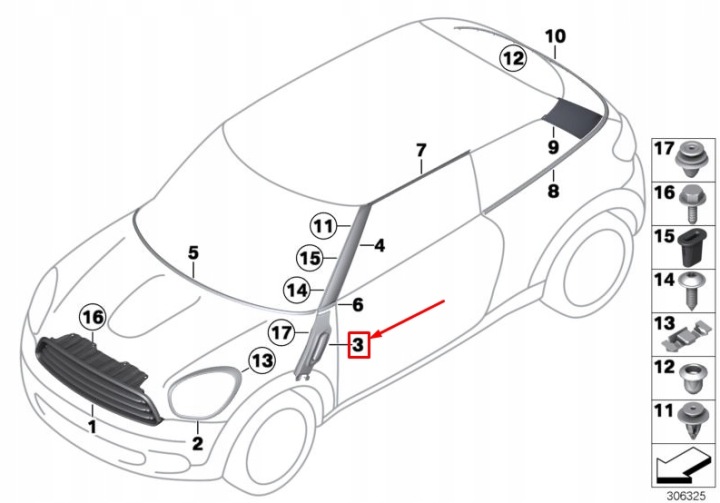 MINI COUNTRYMAN R60 PROTECTION DROIT CLIGNOTANT 51139804612ORYGINALNA
