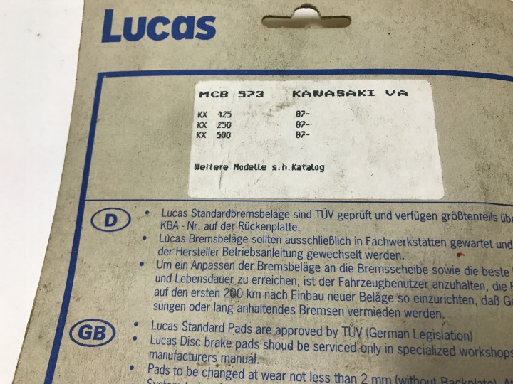 PLAQUETTES FREIN PRZOD/TYL KAWASAKI KLR KX 60-650