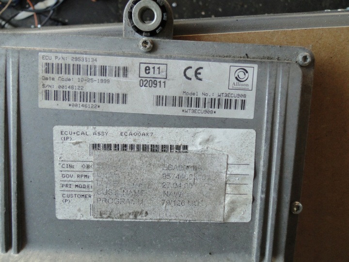 CONTRÔLEUR BOÎTE DE VITESSES ALLISON WT3ECU911A
