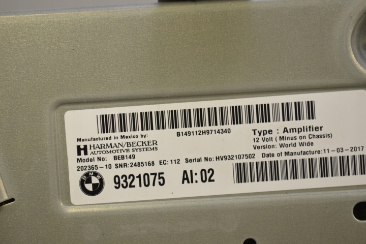 SYSTÈME NAGLOSNIENIA BMW X5 (F15, F85) 9220750 3.0L DIESEL 280KW 2017
