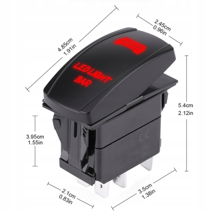 12V 24V ÉTANCHE 5-PINOWY COURROIE SWIETLNY LED COMMUTATEUR À BASCULE 6E