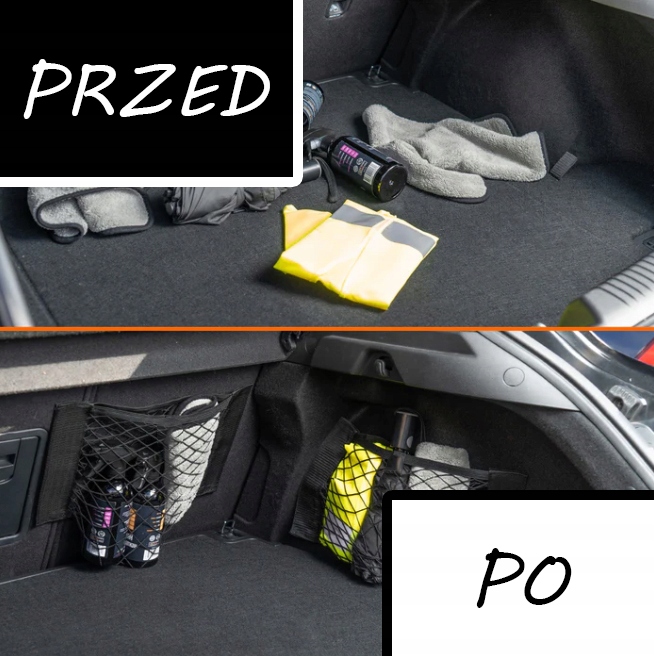 JUEGO ORGANIZADOR CON RED BOLSA PARA DE MALETERO AUTO COCHE AL RZEP POTENTE 