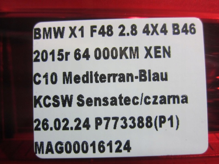 BMEN X1 F48 FARO PARTE TRASERA IZQUIERDA IZQUIERDO PARTE TRASERA EN TAPA DE MALETERO 63217350697 7350697 