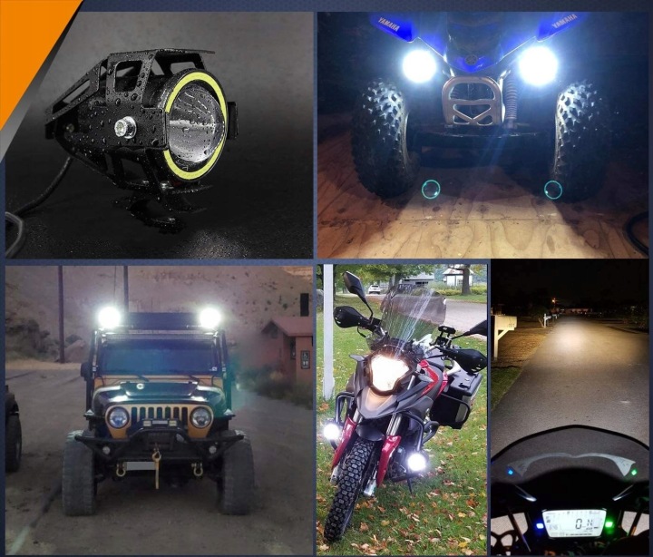 HALOGÈNES MOTOCYCLETTE RING LED PHARES PHARES STROBOSCOPE U7 12-80V 30
