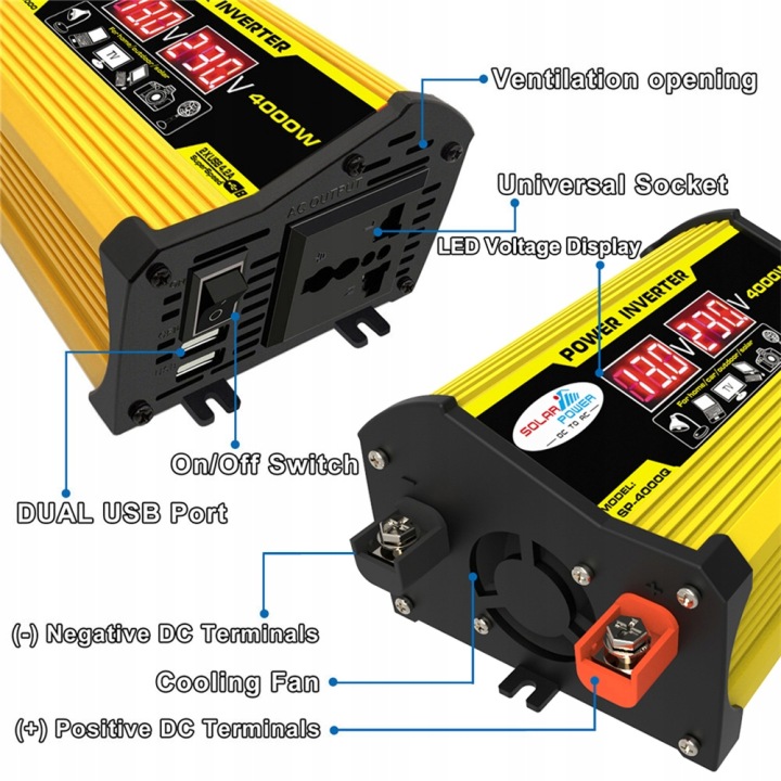 PRZENOSNE FALOWNIKI POWIEKSZENIA VOITURES DC12VOLT VERS AC110/220 VOLT Y7