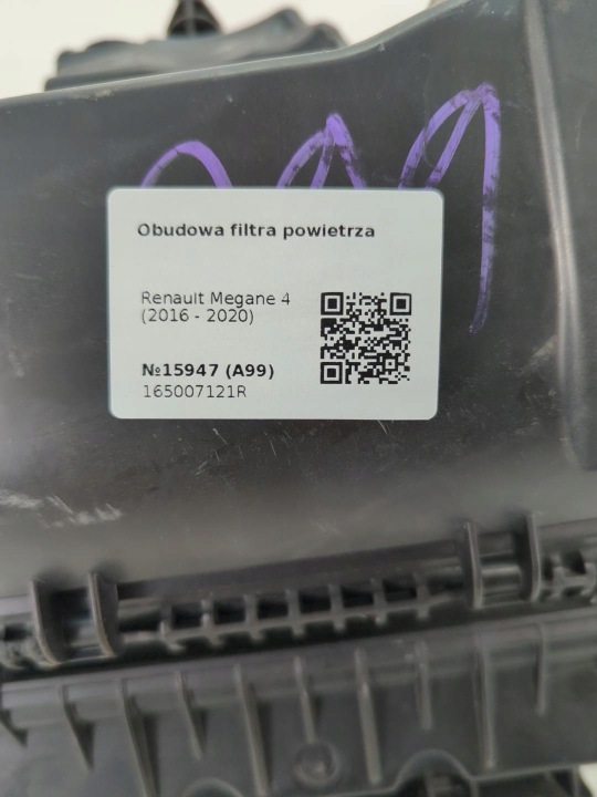 CHÂSSIS FILTRE AIR RENAULT MEGANE 4 2018 165007121R
