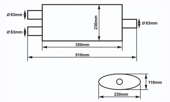 SILENCIADOR CENTRAL TIPO DEPORTIVO 2,5'' 63MM Y PIPE SLIDE 