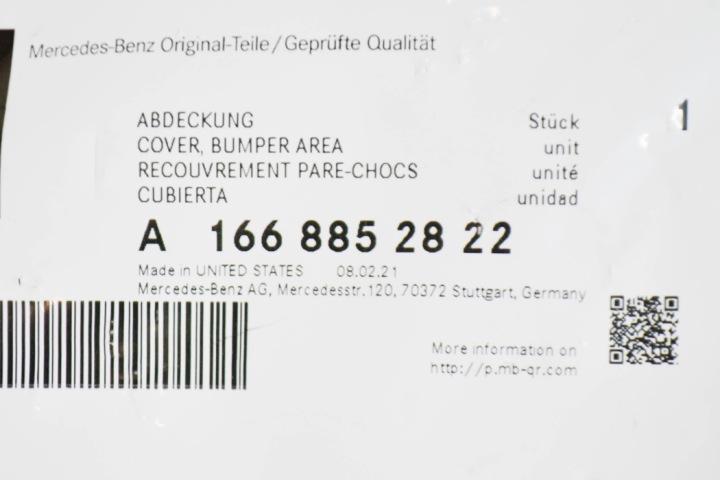 MERCEDES-BENZ CLASSE M W166 AVANT PARE-CHOCS AMG GAUCHE GRILLE A1668852822