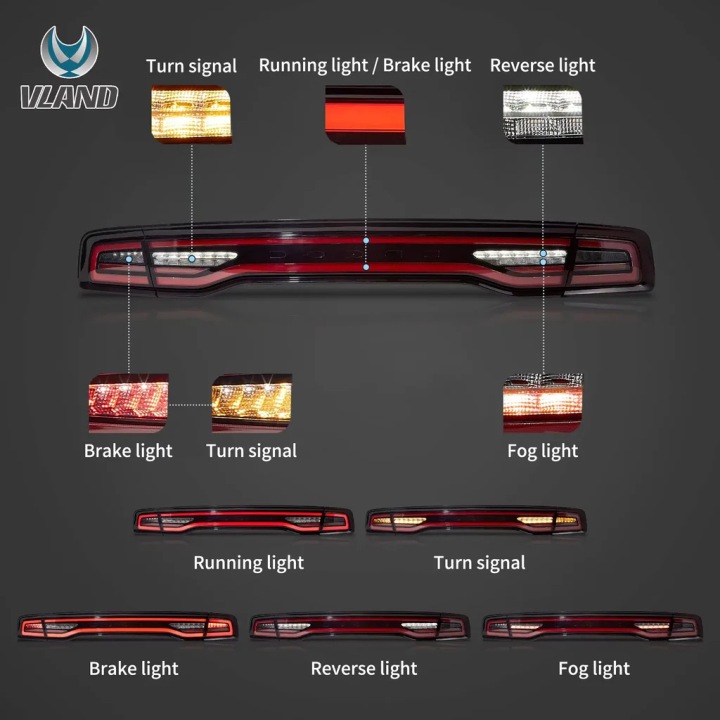 FEUX ARRIÈRE JEU COMPLET LED NEON TUNING 14-24LOOK DODGE CHARGER LIFT 2011-2015