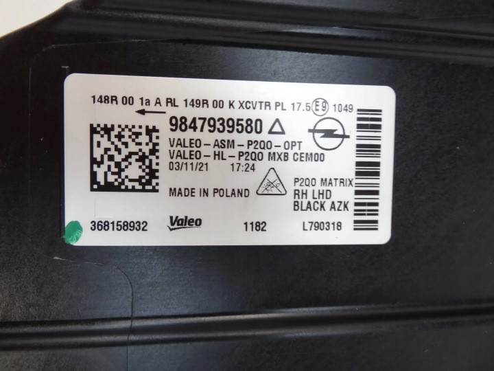 OPEL MOKKA B II 2 20- PHARE AVANT AVANT DROITE 9847939580