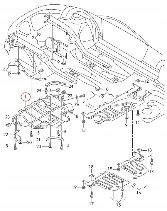 AUDI TT/TTS 1999-2006 INFÉRIEURE PROTECTION INFÉRIEURE ORIGINALE