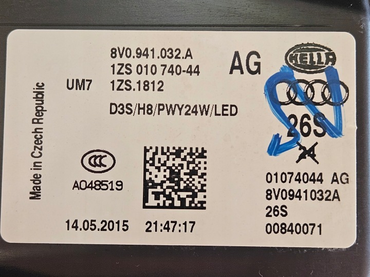 PHARE GAUCHE AVANT AUDI A3 III S3 2012-2016 8V 8V0.941.032.A