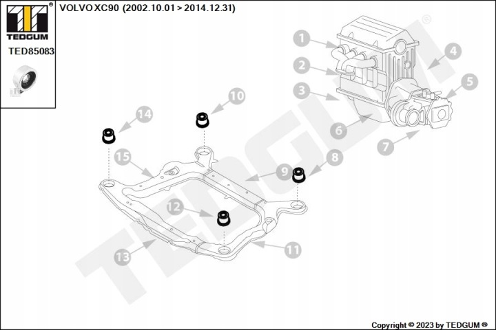 TEDGUM TED85083 SUSPENSION ARBRE DE TRANSMISSION