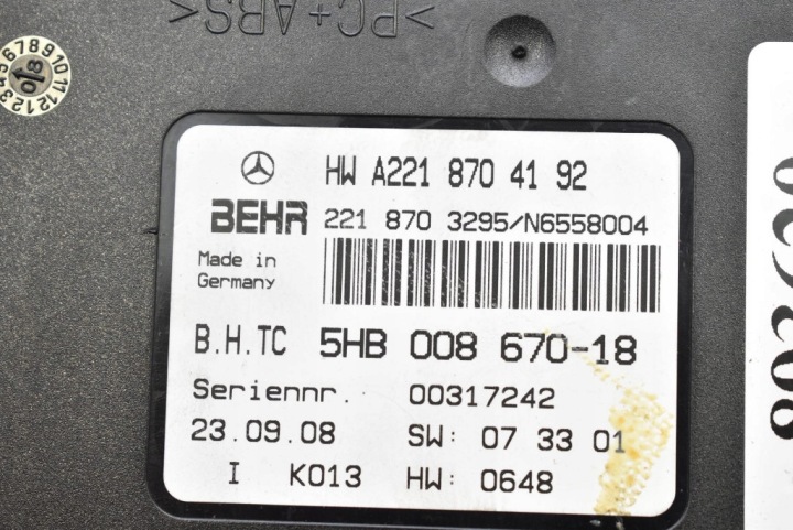 CONTRÔLEUR MODULE CLIMATISATION A2218704192 MERCEDES S-KLASA W221 3.0 CDI