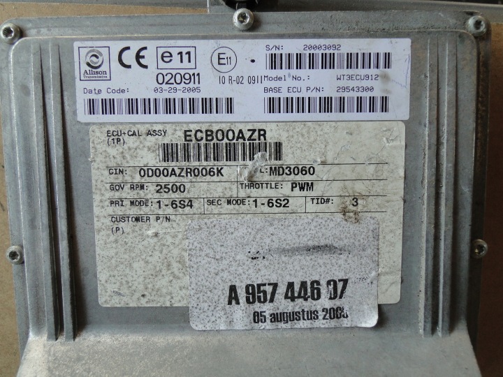 CONTRÔLEUR BOÎTE DE VITESSES ALLISON WT3ECU911A