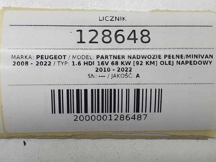 COMPTEUR TABLEAU DE BORD PEUGEOT PARTENAIRE II BERLLINGO II BRONZE DISQUES 555001310104