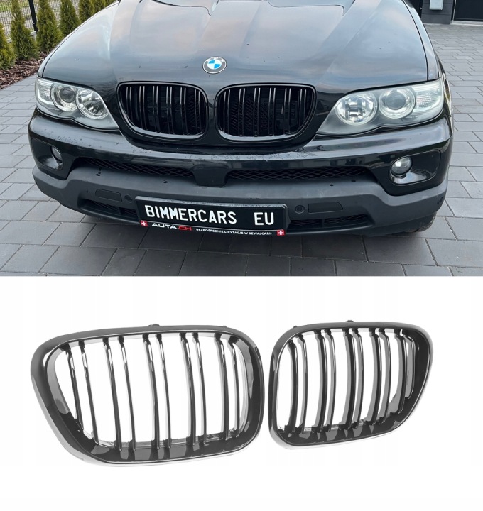 GRILLES GRILLE PARE-CHOCS VERS BMW X5 E53 LIFT LCI 2003-2006 NOIR BRILLANT