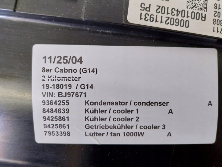 ENSEMBLE RADIATEURS VENTILATEUR BMW 8 G15 G30 M550I M850I 8 NOUVEAU 2KM! IDÉAL