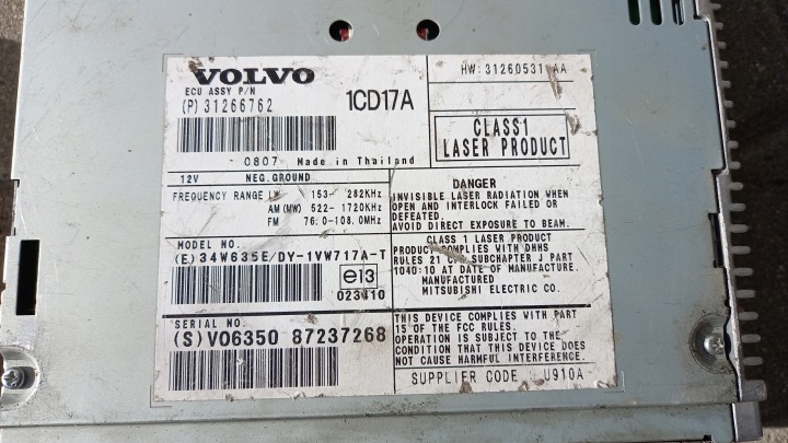 RADIO VOLVO S40 31266762
