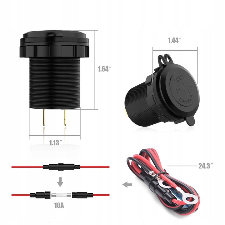 DISPOSITIVO DE CARGA BLOQUE DE ALIMENTACIÓN 2 PIEZAS USB 4.2A QC3.0 + BOTÓN 