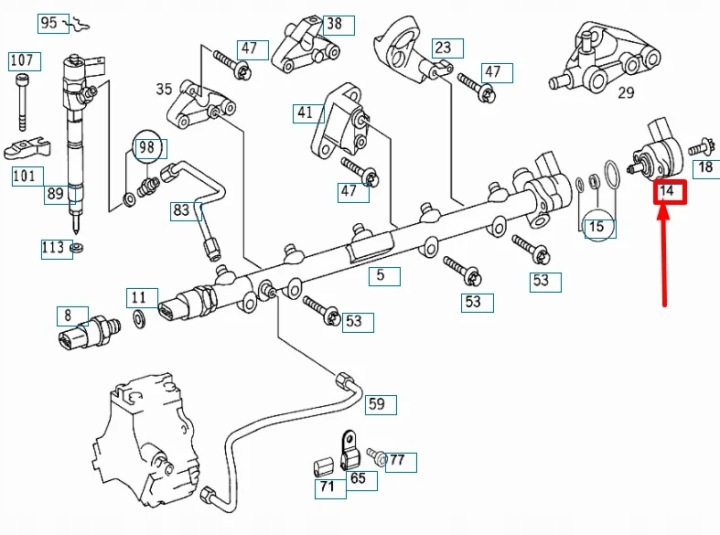 MERCEDES-BENZ ML W163 SOUPAPE DIRECTEUR CISNIENIEM BUSES D'INJECTION A6110780149