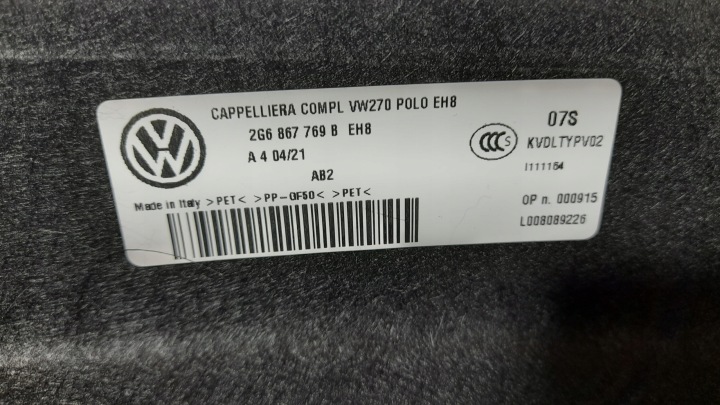 ÉTAGÈRE COUVERCLES DE COFFRE SOMBRE NIEPOLAMANA VW POLO 62G 2G6 17-