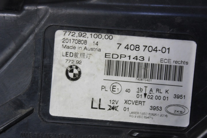 BMW 7 G11 G12 15-18 PHARE DROITE AVANT AVANT LASER 7408704-01